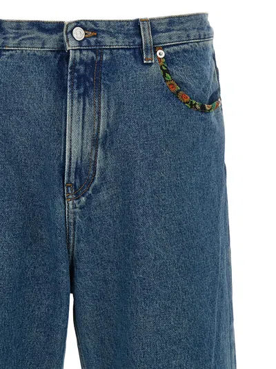 Valentino Denim Jeans With Back Patch Pockets In Blue