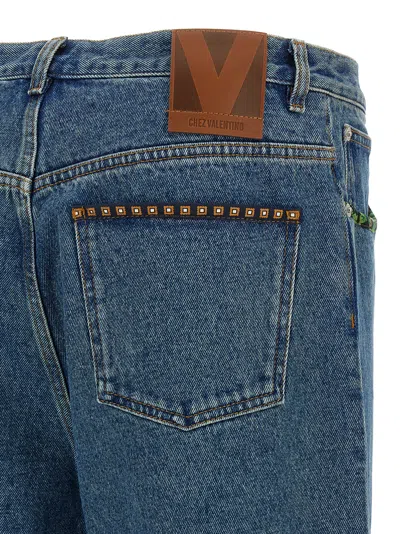 Valentino Denim Jeans With Back Patch Pockets In Blue