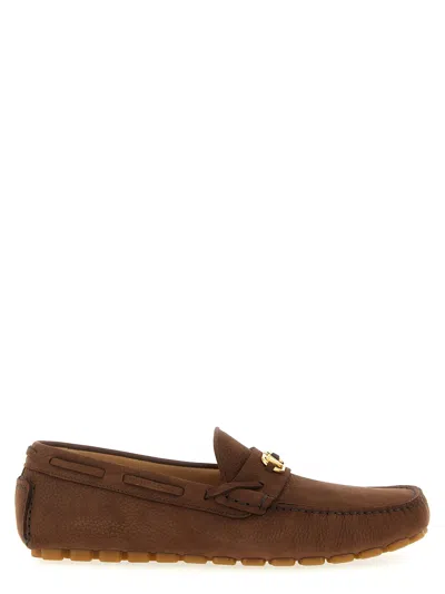 Valentino Mocassino Driver Fastaway In Cervo Suede In Brown