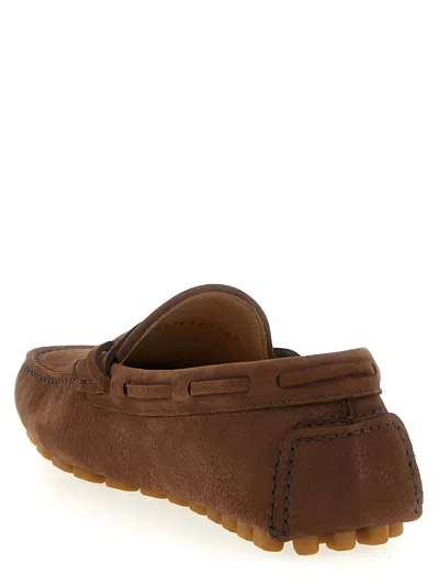 Valentino Mocassino Driver Fastaway In Cervo Suede In Brown