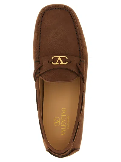 Valentino Mocassino Driver Fastaway In Cervo Suede In Brown