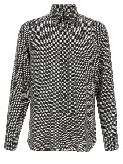 Tom Ford Black Polka Dot Lyocell Shirt In Gray