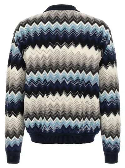 Missoni Crew Neck Sweater With Flame Zigzag Pattern In Multi