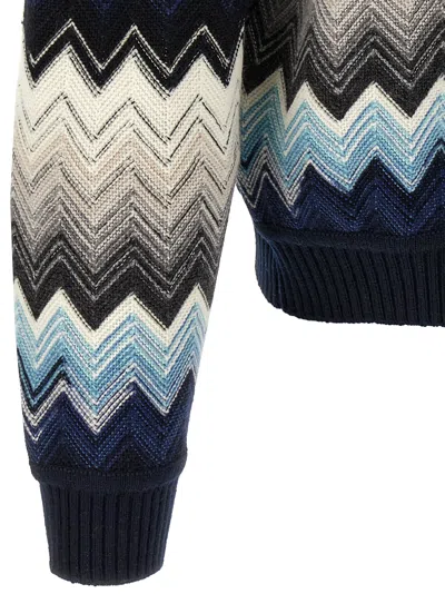 Missoni Crew Neck Sweater With Flame Zigzag Pattern In Multi