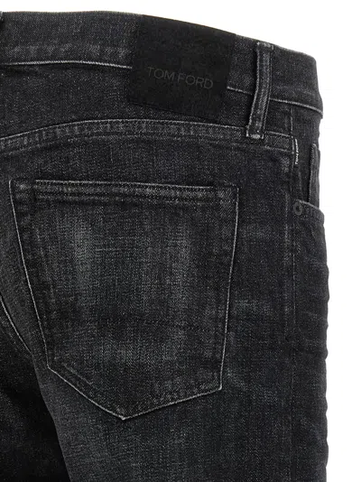 Tom Ford Stonewashed Five-pocket Jeans In Black