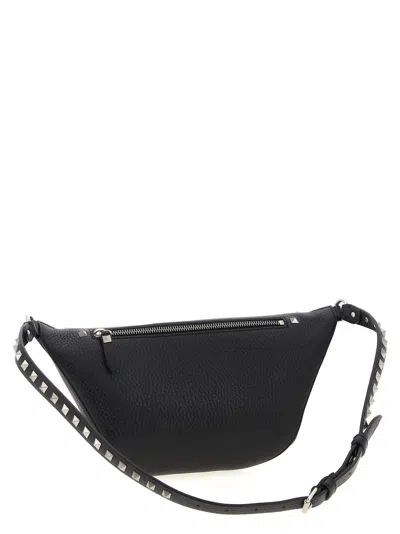 Valentino Pebbled Stud Leather Belt Bag In Black