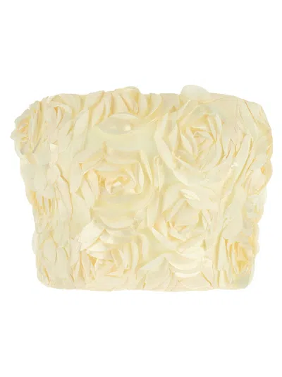 Rotate Birger Christensen Spaghetti Strap Top With Rose Appliques In Neutral