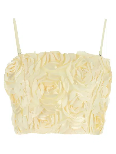 Rotate Birger Christensen Spaghetti Strap Top With Rose Appliques In Neutral