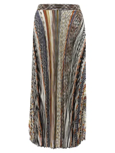 Missoni Pleated Knit Midi Skirt In Multi
