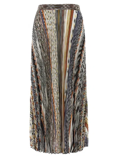Missoni Pleated Knit Midi Skirt In Multi