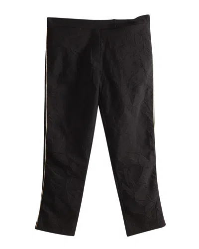 Ann Demeulemeester Gold Stripe Side Detail Cropped Trousers In Black Nylon In Black