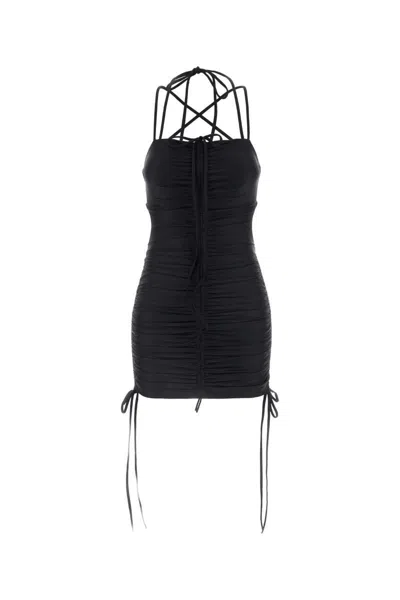 Balenciaga Women Black Stretch Nylon Mini Dress In Black