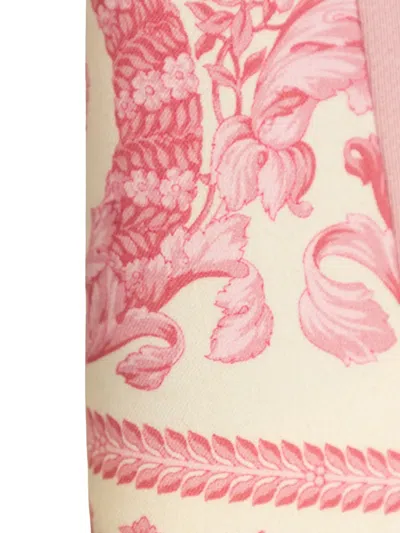 Versace Floral-panelled Short-sleeved Dress In Pink