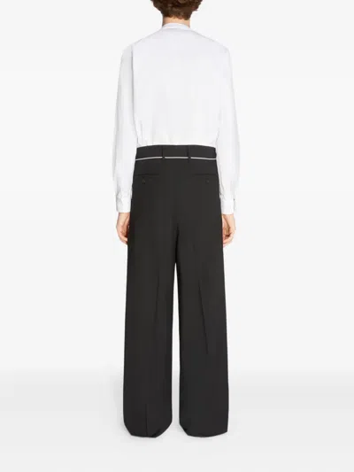 Dries Van Noten Wool Wide-leg Trousers In Black