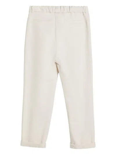 Brunello Cucinelli Cotton Drawstring Trousers In White