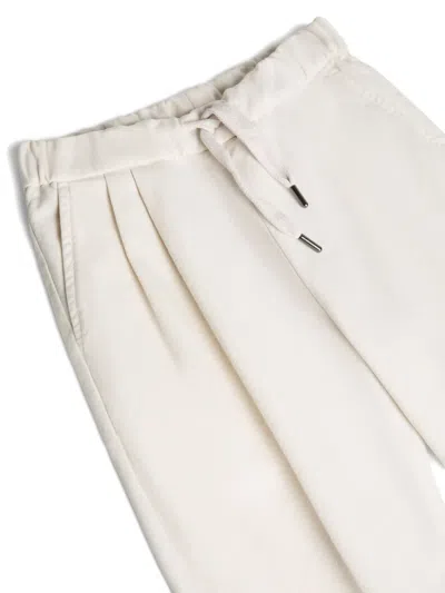 Brunello Cucinelli Cotton Drawstring Trousers In White