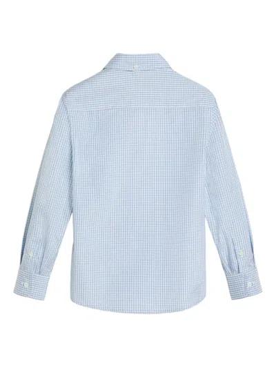 Brunello Cucinelli Checked Shirt In Blue