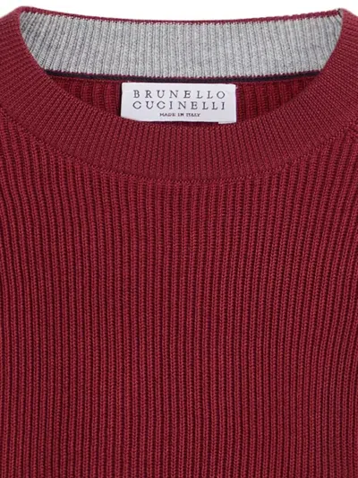 Brunello Cucinelli Ribbed Sweater In Burgundy