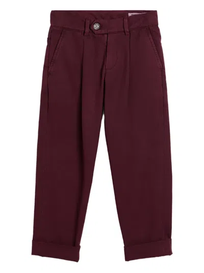 Brunello Cucinelli Gabardine Trousers In Burgundy