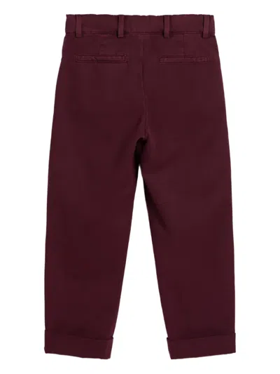 Brunello Cucinelli Gabardine Trousers In Burgundy