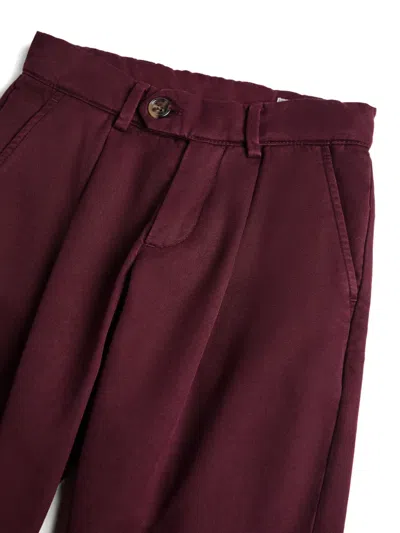 Brunello Cucinelli Gabardine Trousers In Burgundy