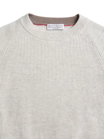 Brunello Cucinelli Ribbed Sweater In Neutral