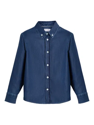 Brunello Cucinelli Lightweight Denim Shirt In Blue
