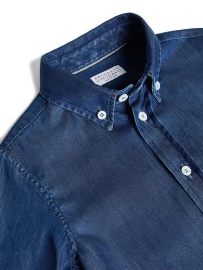 Brunello Cucinelli Lightweight Denim Shirt In Blue