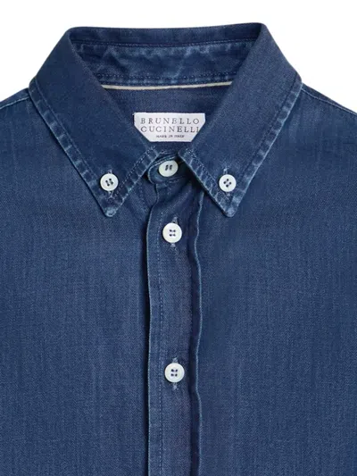 Brunello Cucinelli Lightweight Denim Shirt In Blue