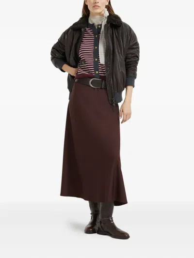 Brunello Cucinelli Striped Cardigan In Burgundy