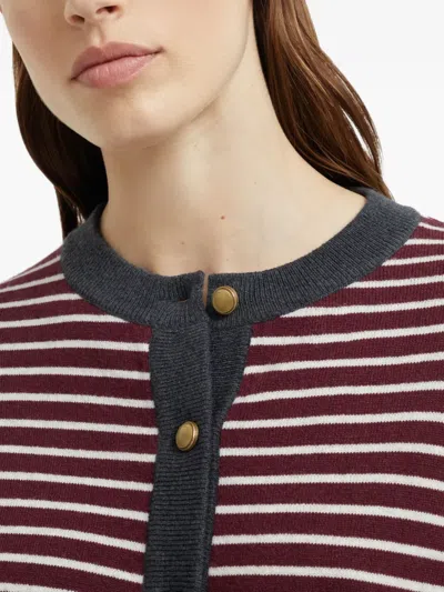 Brunello Cucinelli Striped Cardigan In Burgundy