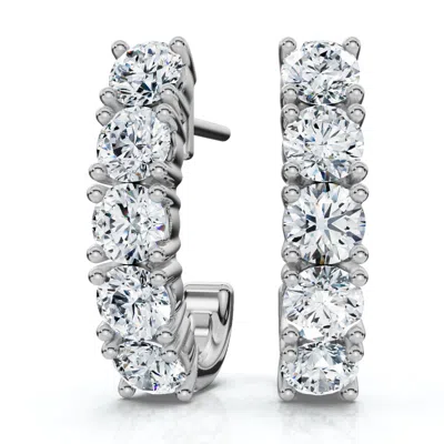 Pompeii3 1ct T. W. Diamond Hoops Earrings In 14k White Gold Lab Grown