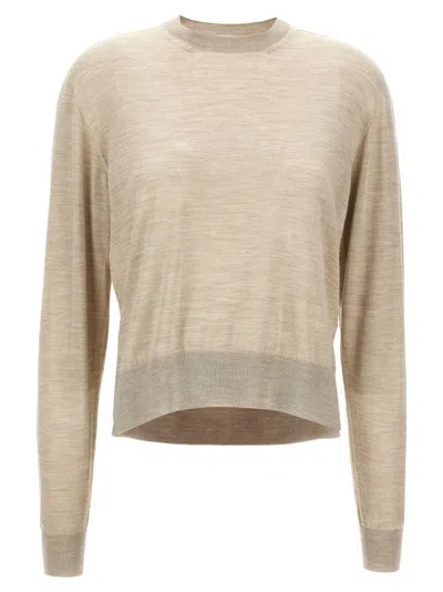 Jil Sander Asymmetrical Wool And Silk Blend Sweater In Neutral