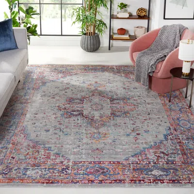 Safavieh Valencia Machine Made Area Rug, Grey / Multi Traditional Style Easy Care In Multi