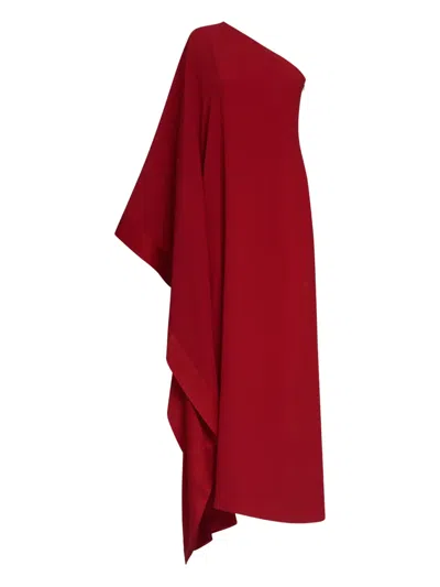 Taller Marmo One-shoulder Draped Dress In Red