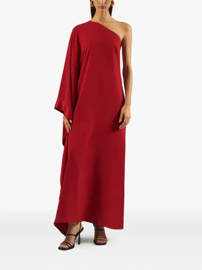Taller Marmo One-shoulder Draped Dress In Red