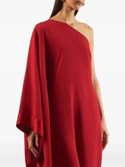 Taller Marmo One-shoulder Draped Dress In Red