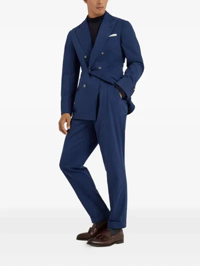 Brunello Cucinelli Pleated-front Tailored Trousers In Blue