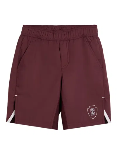 Brunello Cucinelli Logo-embroidered Track Shorts In Burgundy
