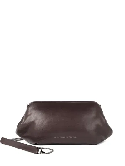 Brunello Cucinelli Leather Chain-strap Clutch Bag