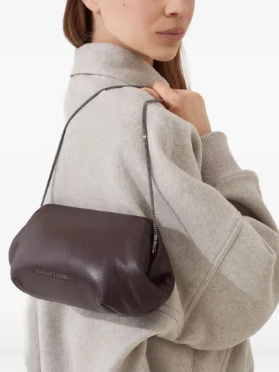 Brunello Cucinelli Leather Chain-strap Clutch Bag