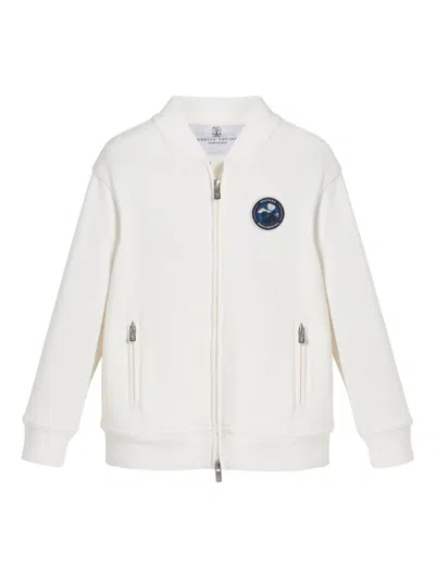 Brunello Cucinelli Logo-patch Bomber Jacket In White
