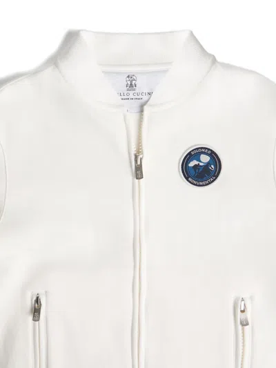 Brunello Cucinelli Logo-patch Bomber Jacket In White