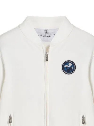 Brunello Cucinelli Logo-patch Bomber Jacket In White