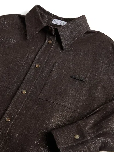 Brunello Cucinelli Denim Shirt In Brown