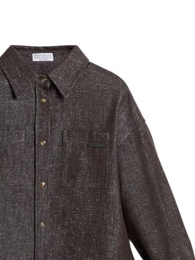 Brunello Cucinelli Denim Shirt In Brown