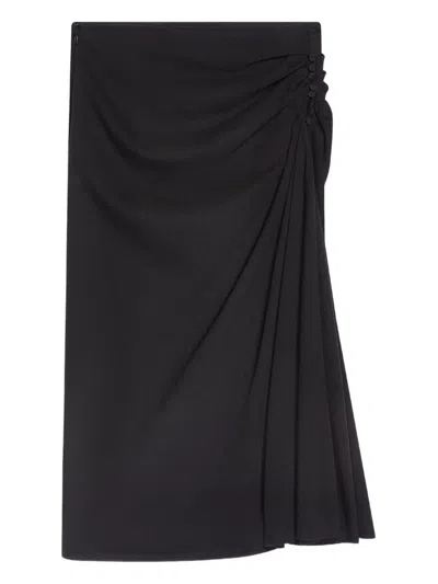 Dries Van Noten Knot Front Cotton Jersey Midi Skirt In Black