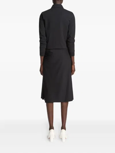 Dries Van Noten Knot Front Cotton Jersey Midi Skirt In Black