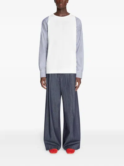 Dries Van Noten Heston Long Sleeve Striped T-shirt In White