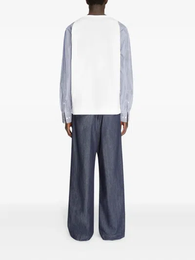 Dries Van Noten Heston Long Sleeve Striped T-shirt In White